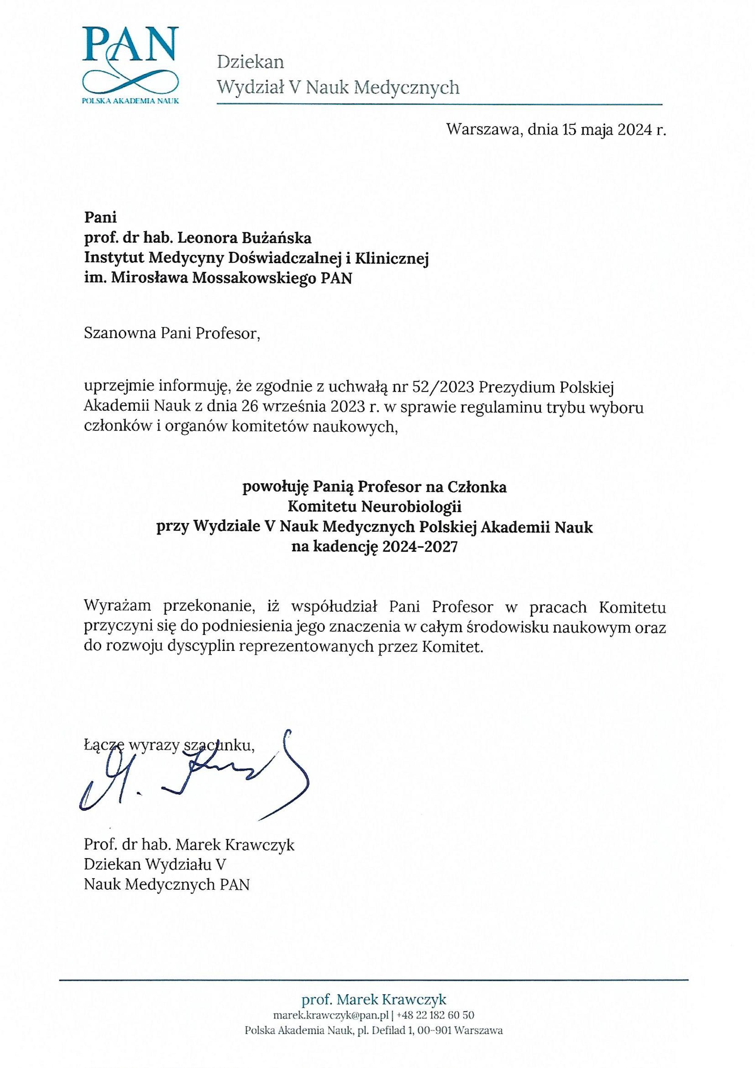 powołanie prof Bużańska